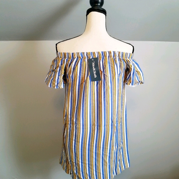 Modcloth Cape Cod Cutie Off-the-Shoulder Dress - Picture 5 of 6
